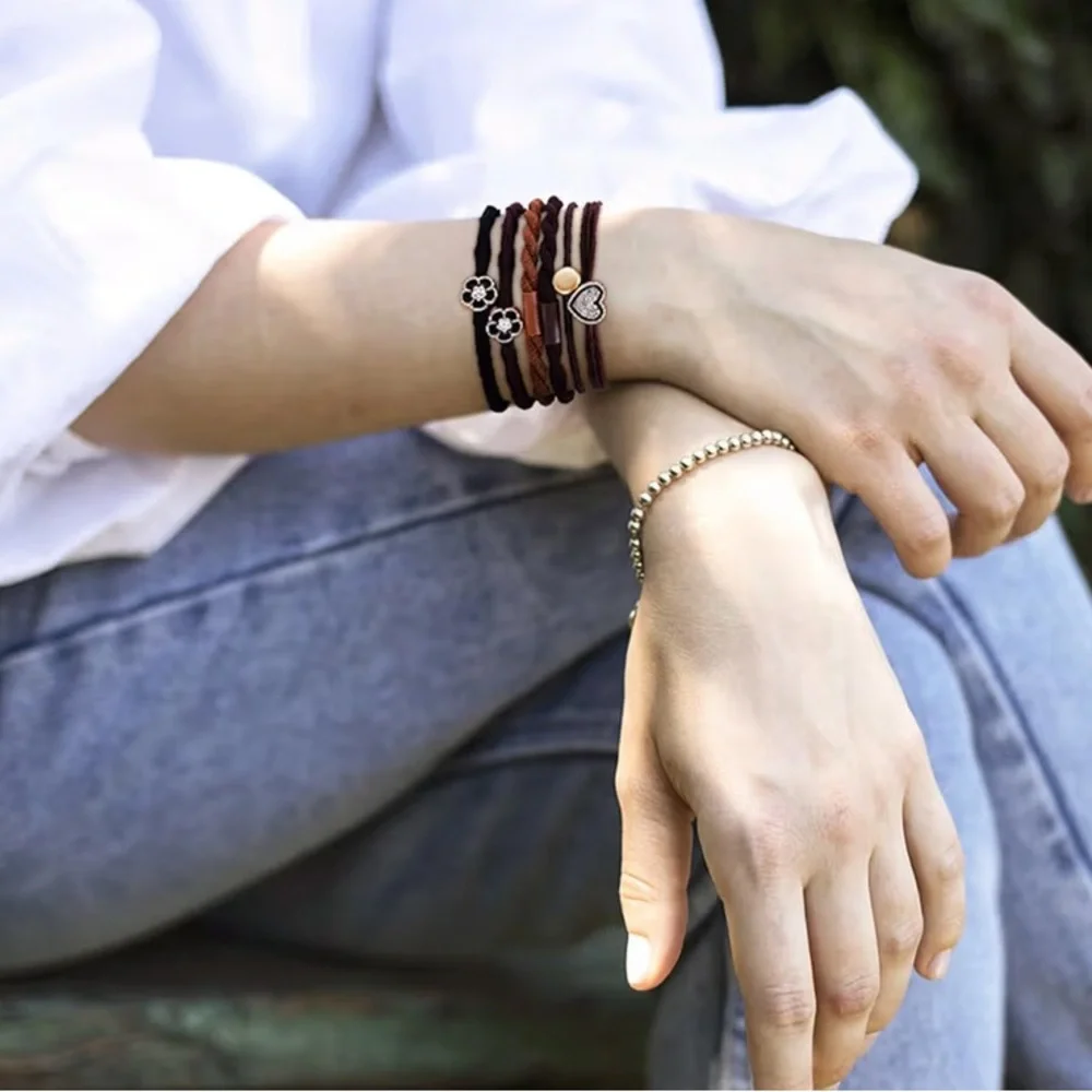 Hair Ties Retro Y2K Cottagecore Bohemian Bracelets Set - NEW - Neautral
